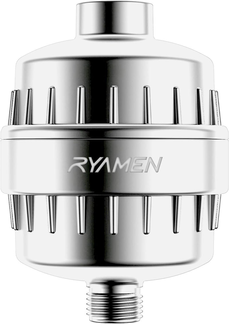 Ryamen Heavy Duty Shower Filter, Shower Water Filter, 99% REMOVAL Shower Head Filter for Hard Water, Heavy Metals, Chlorine (1 Cartridge, Silver) - Image 1